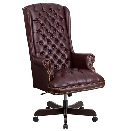Flash Furniture Executive Chair Fixed Arms, 20" to 23" Height, Leather, Burgundy CI-360-BY-GG